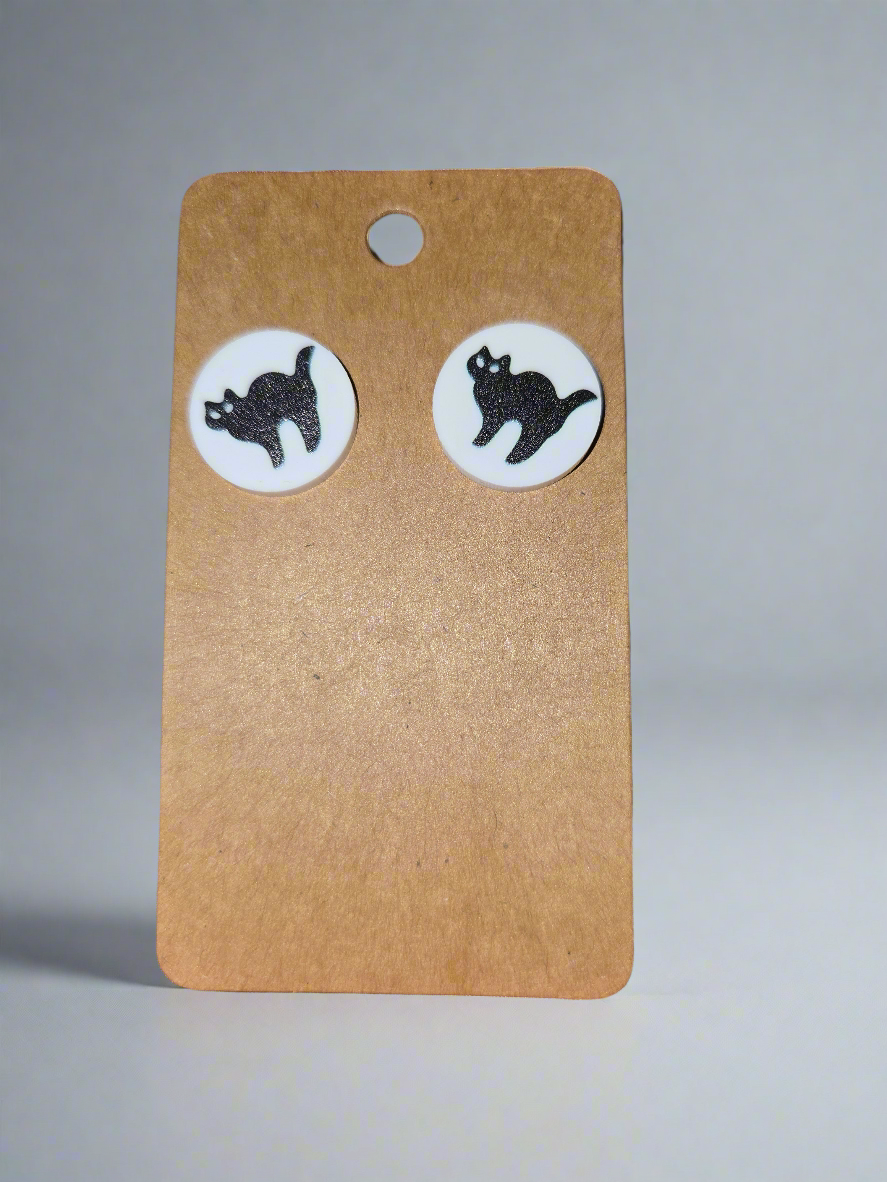 Black cat sugar cookie cut out earrings
