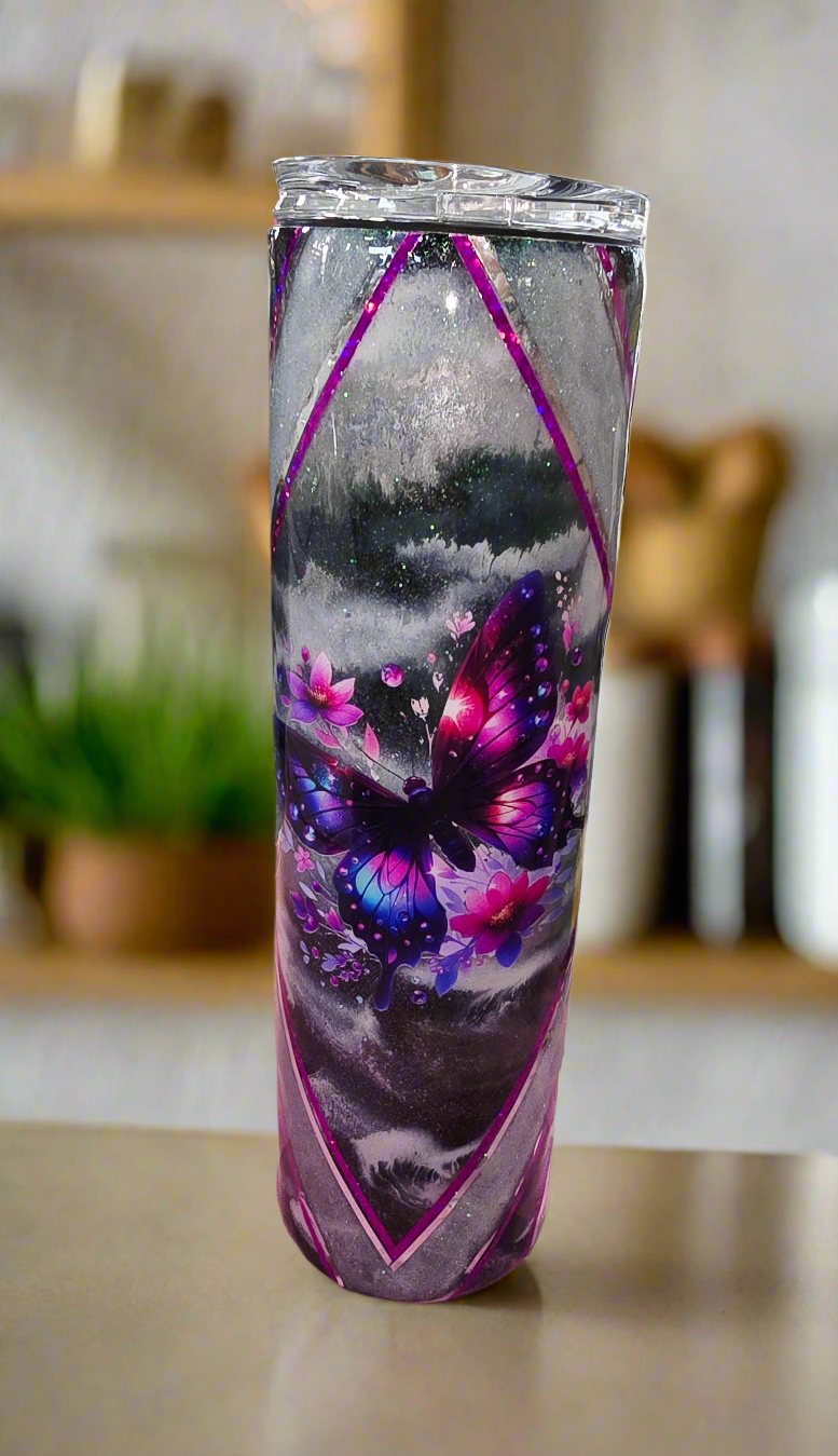 35 oz duo marble butterfly tumbler