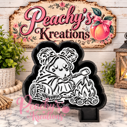 Ghostie girl roasting marshmallows freshie mold