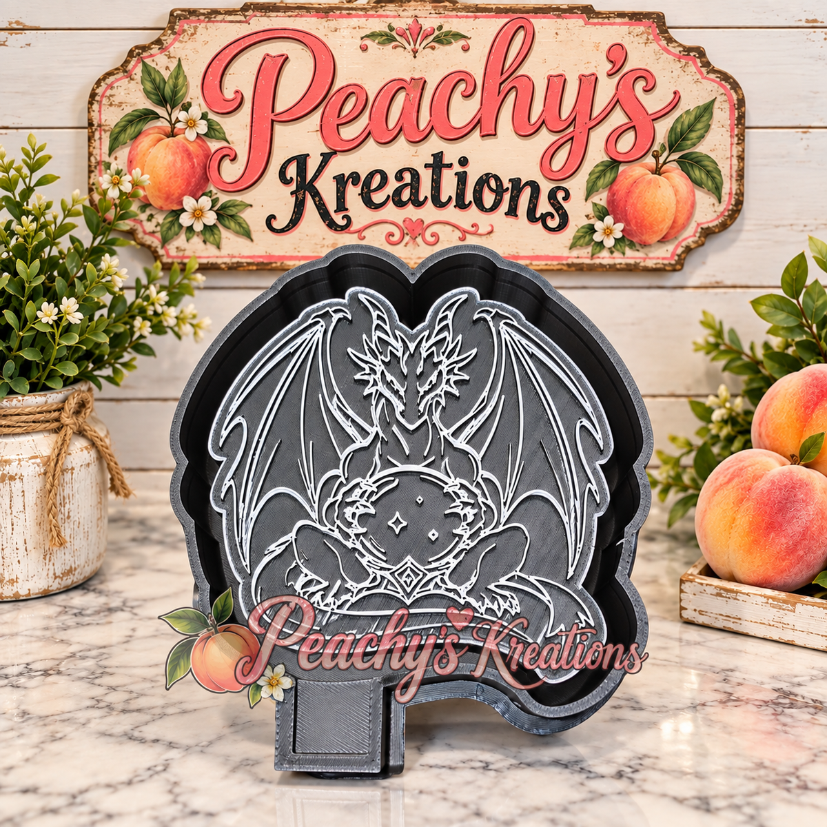 Winged Dragon with crystal ball freshie mold