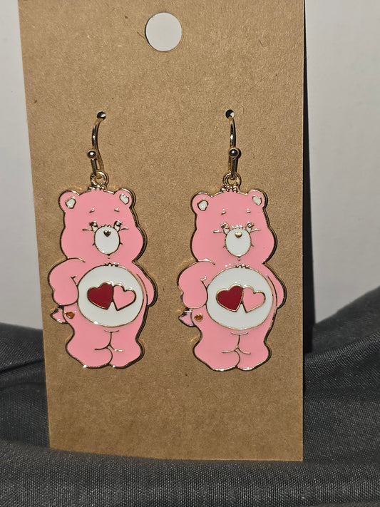 Pink Carebear earrings