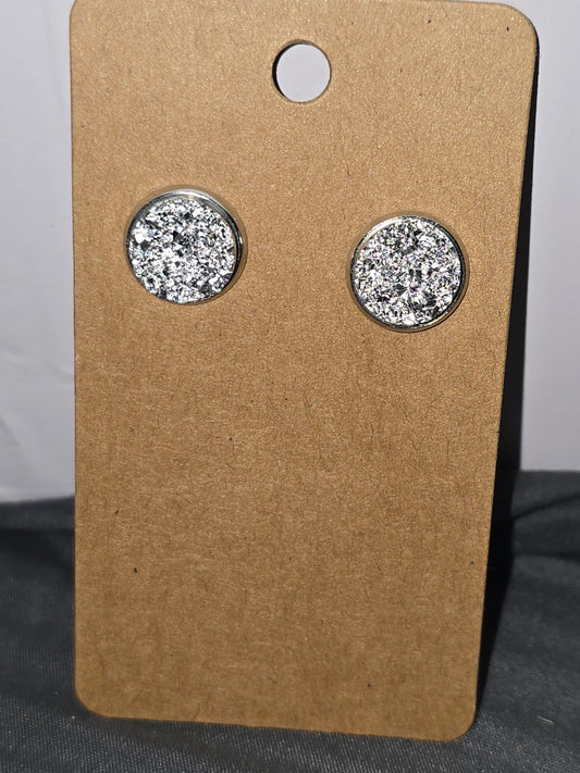 Silver geode earrings