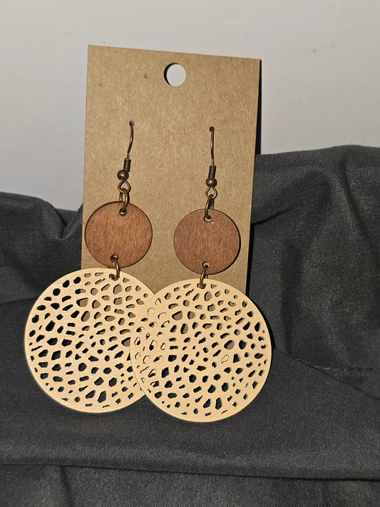 Wood cut out earrings