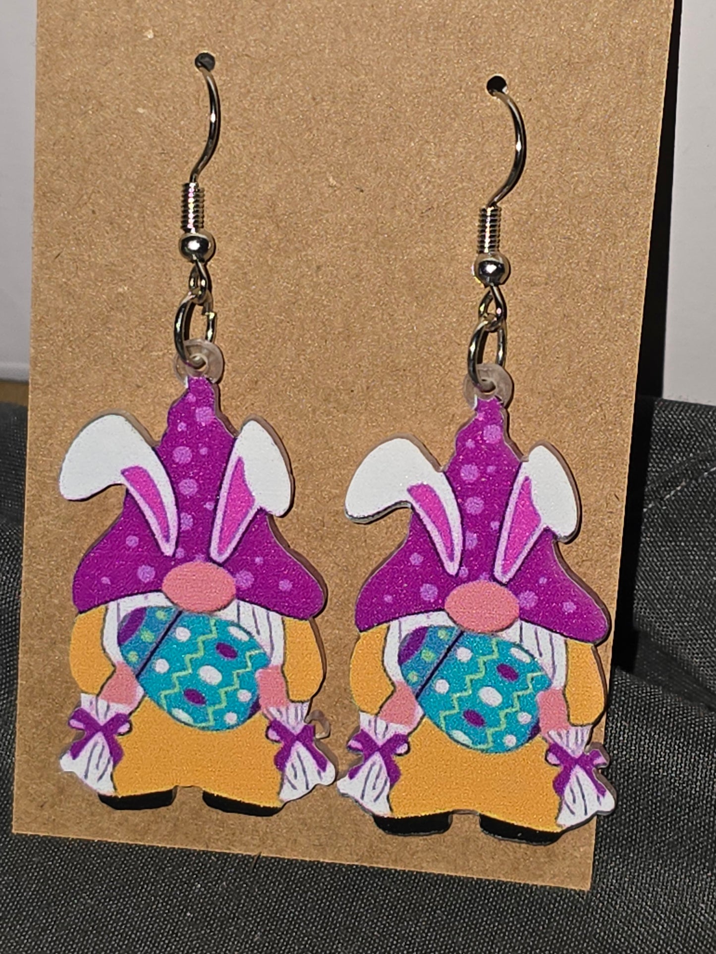Easter bunny gnome acrylic earrings