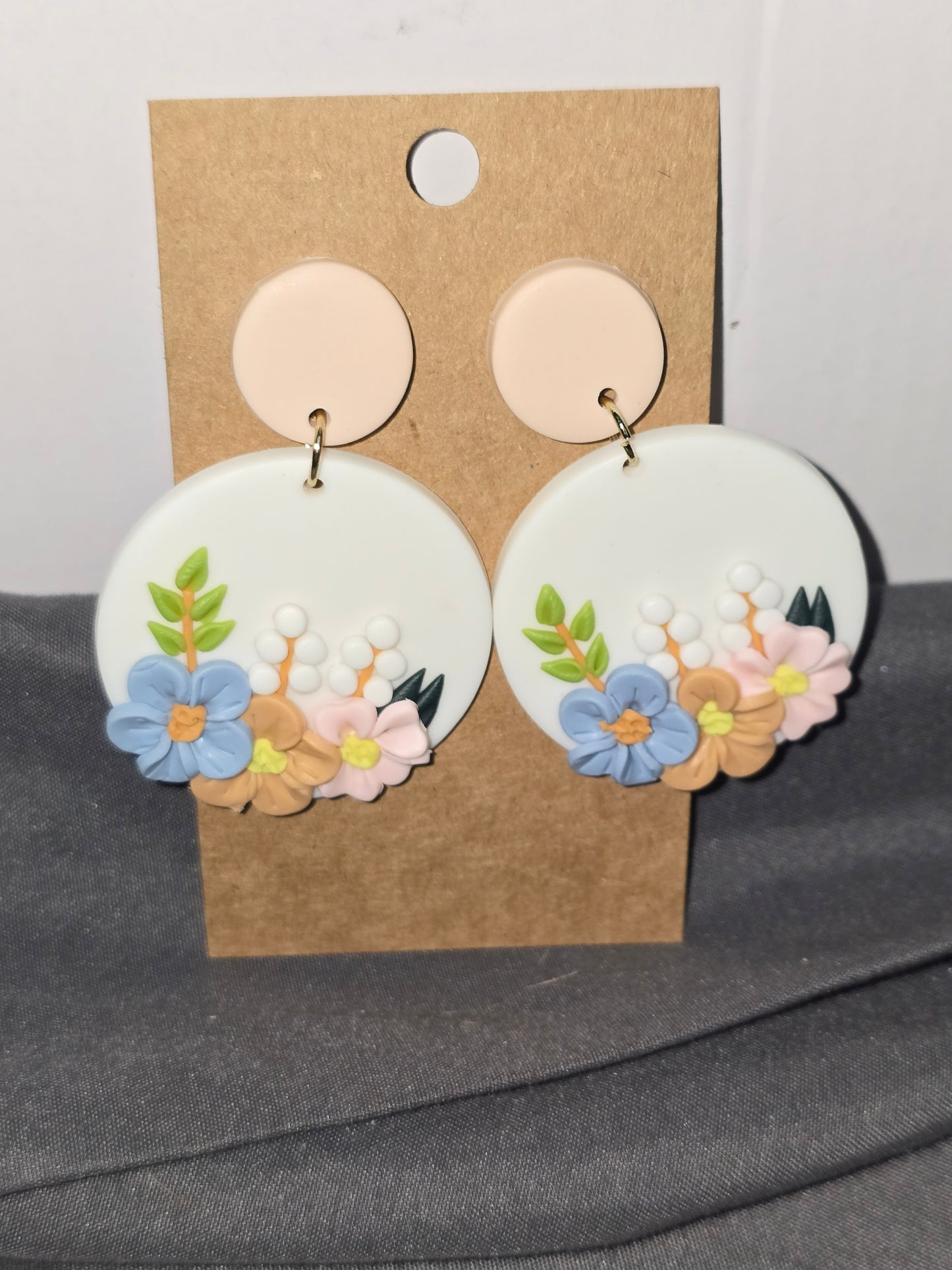 Floral clay earrings