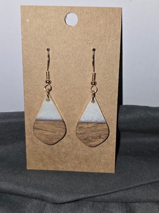 Geometric wood and resin earrings