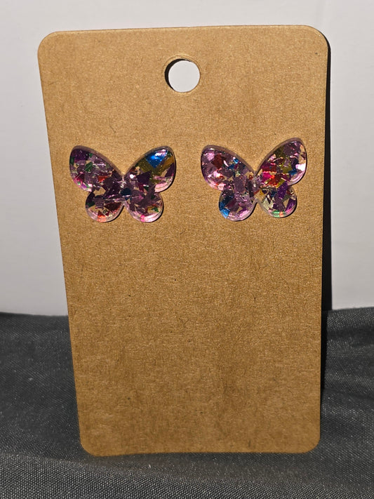 Pink butterfly earrings